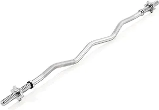 York Fitness Spinlock EZ Curl Bar - Silver, 1 Inch Weight Plates, 6004