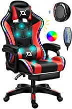 COOLBABY Gaming Chair LED Light Racing Chair,Ergonomic Office Massage Chair,Lumbar Support and Adjustable Back Bench ,Bluetooth Speaker