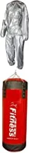Fitness World Boxing Training Bag Size 100 cm-FW026- Red with Sauna Suit XL, red and silver