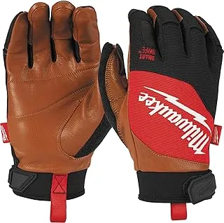 Milwaukee Hybrid Leather Gloves Cut Resistant Sizes M/8 L/9 XL/10 2XL/11 (Large), Brown red black