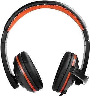 EDatalife Headphone for chatting and gaming compatible with Sony PlayStation 4, laptop, Xbox, and PC (Orange) DL-1700U, medium, Wired
