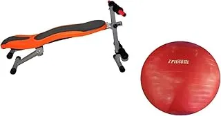 وورلد وورلد عبارة عن جهاز لتقوية الظهر وعضلة المعدة ، مع كرة اليوجا فتنس وورلد لون احمر 75 سم