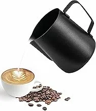 ابريق تبخير حليب من ميبرو لتبخير الحليب MIBRU Stainless Steel Espresso Coffee Pitcher Barista Kitchen Home Craft Scale Coffee Latte Milk Frothing Jug 350ml,600ml,1000ml, (Black, 350ml)