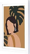 Lowha Looking Back Wooden Framed Wall Art Painting, 23 cm Length x 33 cm Width x 2 cm Height, White