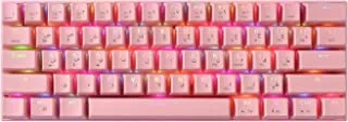 Motospeed CK62 RGB Mechanical Dual Mode(Bluetooth&USB wried) Gaming Arabic Keyboard with Red Switches(Arabic language), Pink