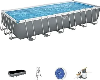 Bestway Power Steel Rectangular Pool Sand Filter Pump+Ladder+Cover+Dispenser 732X3.6X32Cm 26-56475