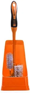 Royalford One Click Series Toilet Brush with Holder – Easy Storage with Comfortable handle – Compact Design – Clears Clogged Toilets and drains – Ideal for Home and Office Use - Orange,RF2372