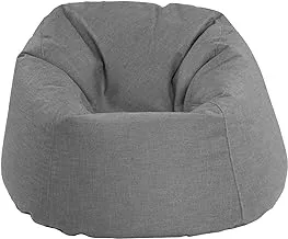 In House | Solly Relaxing Chair Soft and Comfortable Bean Bag Chill Sack Made of Linen Fabric Filled with Beanses -Small Size - Light Gray