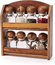 Billi spice bottles with rack - 8 pieces, brown/clear, aca-212/8