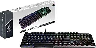 MSI Vigor GK50 Elite LL لوحة مفاتيح الألعاب الميكانيكية ، Clicky Kailh Box White Switches ، RGB Mystic Light