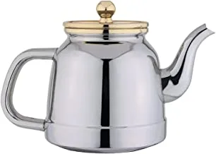 Al Saif Stainless Steel Tea Pot Size: 1.6 Liter, Color: Chrome/Gold