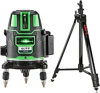 ECVV 2 Lines Green Laser Level with Tripod Self-leveling Cross Marking Instrument 1.5M Aluminum Alloy Tripod with 180 Degree Adapter