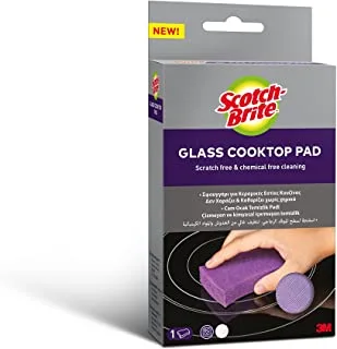Scotch-Brite Glass Cooktop Pad | Scratch and chemical free cleaning | For Glass Stovetops | Tackle Burnt-On Messes | Cleans With Just Water | Kitchen sponge | Scrub | 1 piece/pack