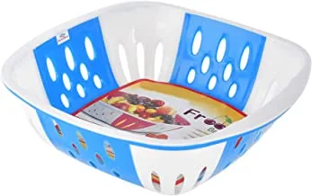 سلال تخزين بلاستيكية متوسطة متعددة الأغراض من هارت هوم للخضروات والفواكه وطاولة طعام وثلاجة المطبخ (أزرق) - HS42KUBMART25278