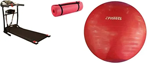 The WorldWide Treadmill With Yoga ball World Fitness red 75 cm With Exercise Yoga Mat (Grey)
