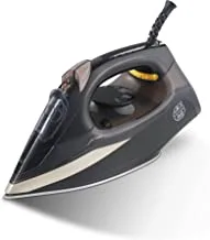 ALSAIF 420Ml 2200W Electric Steam Iron, Non-stick Soleplate Ceramic Coating, Dry Steam Spray Burst Vertical Steam Functions, Black, Gold E05211 2 Years warranty
