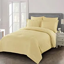 DONETELLA Bedding Comforter Set, All Season Solid Comforter Set, With Soft Bedding Cover And Matching Fitted Sheet, Pillow Sham and Pillow Case (GOLD & GREY, SINGLE) (طقم لحاف سرير)