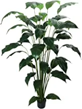 YATAI نبات زنبق السلام الاصطناعي - نبات زنبق الكالا الاصطناعي مع وعاء بلاستيك - نباتات لديكور المنزل - شجرة صناعية خارجية - نباتات مزيفة للشرفة - نباتات صناعية خارجية (2.1 متر)