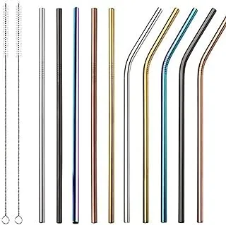 COOLBABY 11Pcs Stainless Steel Straw Reusable Metal Drinking Straw With Cleaner Brush For Home Party Barware Bar Accessories