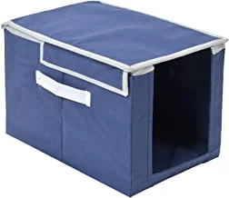 منظم خزانة ملابس غير منسوج من Kuber Industries / صندوق مع مقبض وغطاء للحمل (أزرق كحلي) - 44KM0401