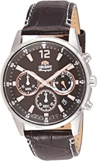 Orient Chronograph Black Dial Leather Strap Sports Watch Ra-Kv0006Y00C