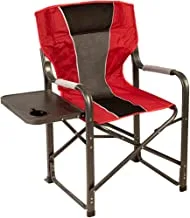 كرسي تخييم كبير مع طاولة جانبية - أحمر / أسود