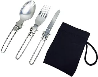Portable Outdoor Camping Picnic Tableware Set Stainless Steel Folding Fork Spoon and Knife Camping Accessories