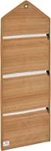 Heart Home Wooden Design Wall Hanging Magazine Letter Holder/Organizer With 3 Zipper Pockets (Light Brown)-HS43HEARTH25739