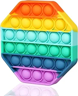 SHOWAY Push Pop Bubble Sensory Fidget Toy Autism Special Needs Stress Reliever Silicone Stress Reliever Toy, Squeeze Decompression Toy (Polygon), RAINBOW, LC-PSHPOP-OG-01
