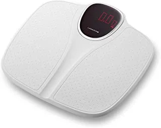 Lawazim Premium Digital Personal Body Scale - Up To 180Kg - White | Highly Accurate Body Weight Scale with Lighted LED Display, Round Corner Design