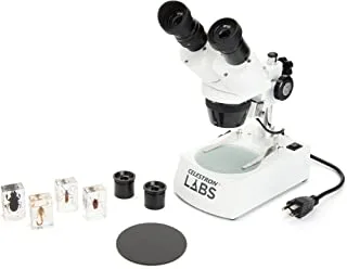Celestron Celestron Labs Binocular Stereo Microscope 20-60x Magnification Upper and Lower LED Illumination Includes 10 Prepared Slides