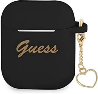 Guess Silicone Case with Heart Ring for Airpods 1/2 - Black