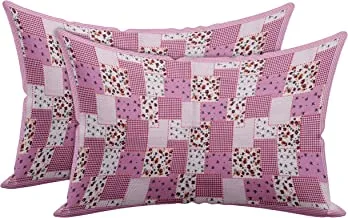 Kuber industries set of 2 check design soft & smooth cotton 144tc pillow cover (18 x 28 inch, pink)