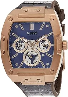 GUESS Men's Quartz Watch with Analog Display and Leather Strap GW0202G2