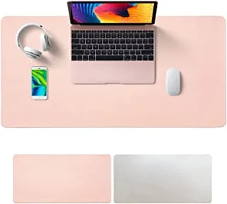 SKY-TOUCH Multifunctional Desk Pad 80x40cm, Leather Computer Mouse Pad Office Desk Mat Extended Gaming Mouse Pad, Non-Slip Waterproof Dual-Side Use Desk Mat Protector (Pink/White)