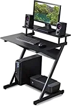 IBAMA Computer Desk, Computer Workstation for Small Spaces with Monitor Stands and Keyboard Space, Computer Desk Cart Home Office Desk, Mobile Laptop Table Workstation Writing Desk Study, Black