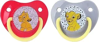 Disney The Lion King PACK OF 2 Baby Pacifiers 0+ Month - Orthodontic, Curves Comfortably with Face Contour, 100% Silicone - BPA Free (Official Disney Product)