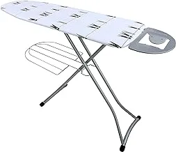 Royalford 122 x 38 cm Ironing Board with Steam Iron Rest - Portable Lightweight Heat Resistant, Contemporary Lightweight Iron Board with Adjustable Height & Lock System|Perfect for Laundry Home & More