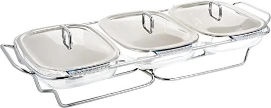 Chef Inox Glass Food Warmer with Lid and Stand