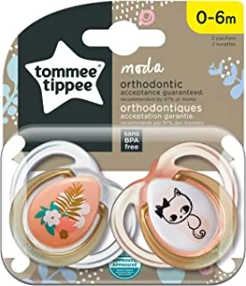 Tommee Tippee MODA Soother, (0-6 months), Pack of 2 -Girl