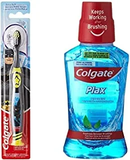1 Colgate Kids Toothbrush Barbie/Batman Assorted 6+ Years Extra Soft Manual Toothbrush 1Pk + 1 Colgate Plax Peppermint Mouthwash - 250Ml