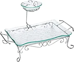 Harmony Glass Serving Tray With Stand - 3 Pieces