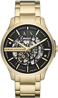 A | X Armani Exchange ساعة رجالية أوتوماتيكية بثلاث عقارب ، ذهبية اللون من الفولاذ المقاوم للصدأ ، AX2419.5