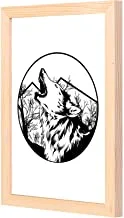 LOWHA wolf black and white Wall Art with Pan Wood framed Ready to hang for home, bed room, office living room Home decor hand made wooden color 23 x 33cm By LOWHA