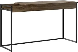 Carraro Home Office Desk With Internal Mirror, 134319590, Dark Brown Mdf And Black Structure