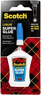 Scotch Super Glue Liquid 0.14 oz (4gr.) | Clear color | Strong Adhesion | Instant Bonding | Glue Liquid with Precision Applicator | All purpose | Fast Drying | Super Glue | 1 bottle/pack