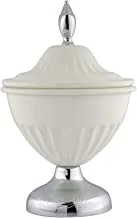 Al Saif Iron Round Shape Date Bowl Size: Small, Color: Ivory White/Chrome
