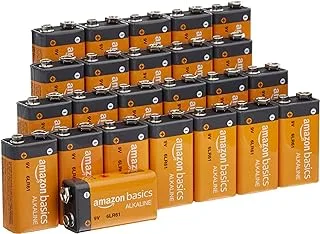 Amazon Basics 24-Pack 9 Volt Alkaline Performance All-Purpose Batteries, 5-Year Shelf Life, Packaging May Vary