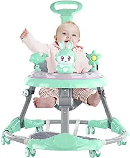 COOLBABY Baby walker multifunctional anti-rollover anti-O leg can sit folding 6-18 months male and female baby walker(include mat), Green