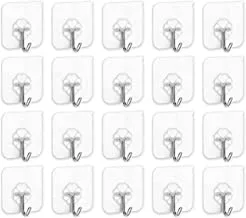 SKY-TOUCH Adhesive Hooks Heavy Duty Wall Hooks 20Pack 8kg (Max) Self Adhesive Hook
